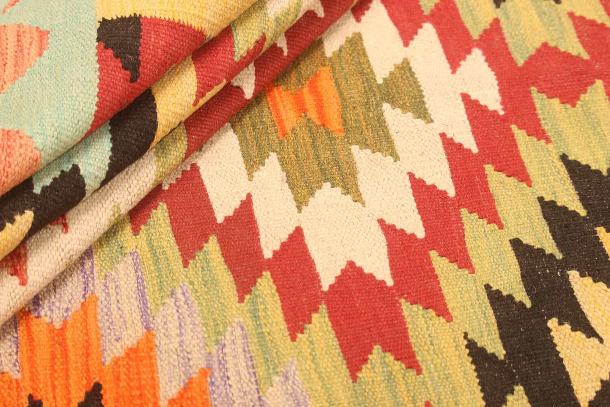 Roter Kelim Teppich mit gezackten Rauten, 300 × 195 cm, KT-27454 – Ansicht 6