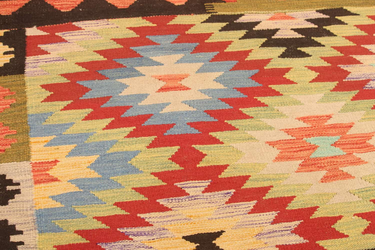 Roter Kelim Teppich mit gezackten Rauten, 300 × 195 cm, KT-27454 – Ansicht 9