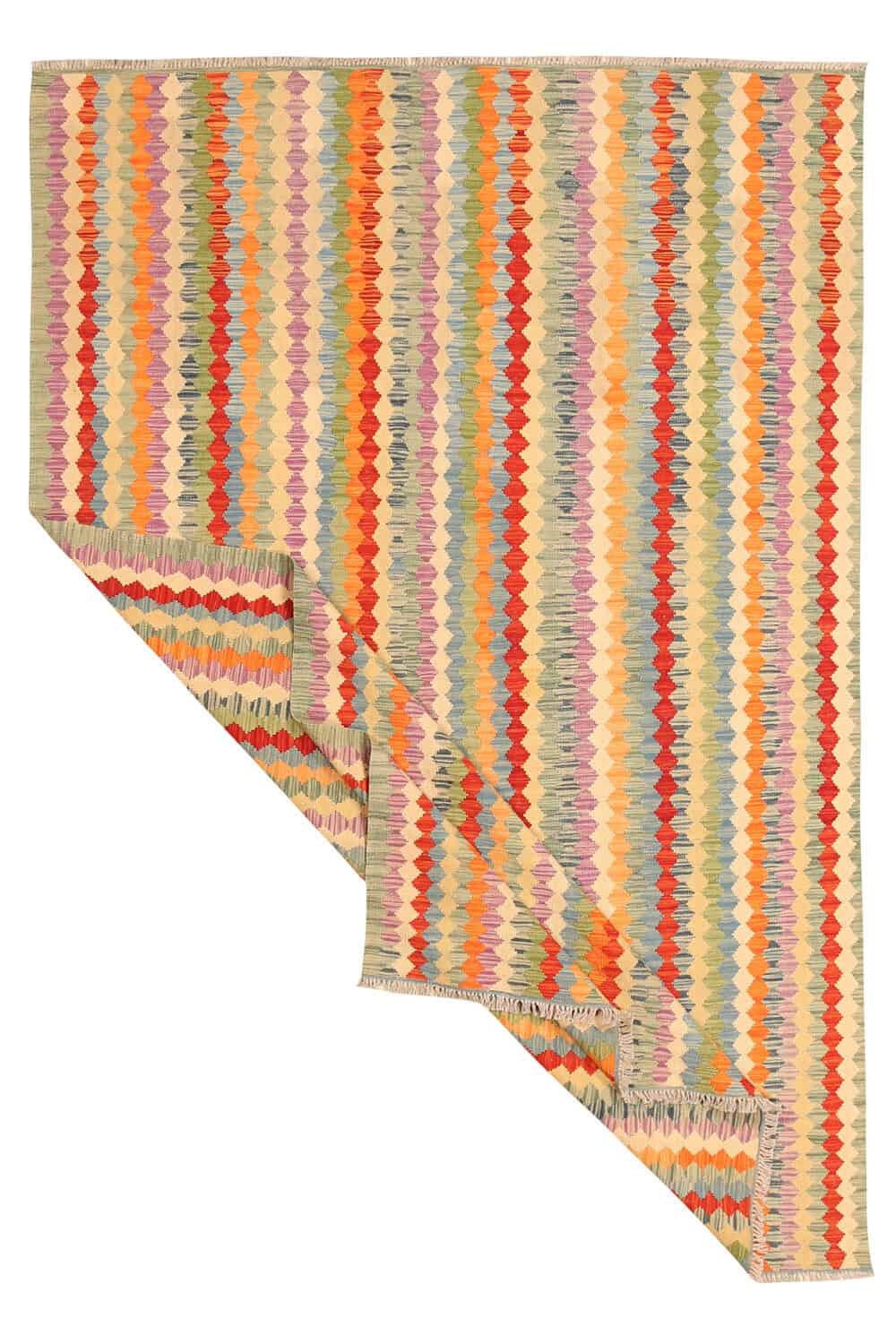 Red and Yellow Striped Kilim Rug, 300 × 199 cm — view 2