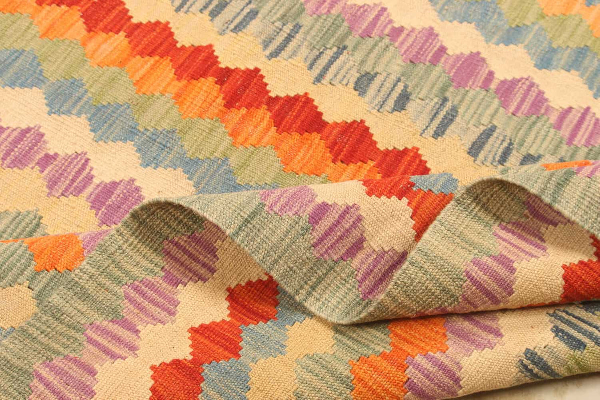 Red and Yellow Striped Kilim Rug, 300 × 199 cm — view 6