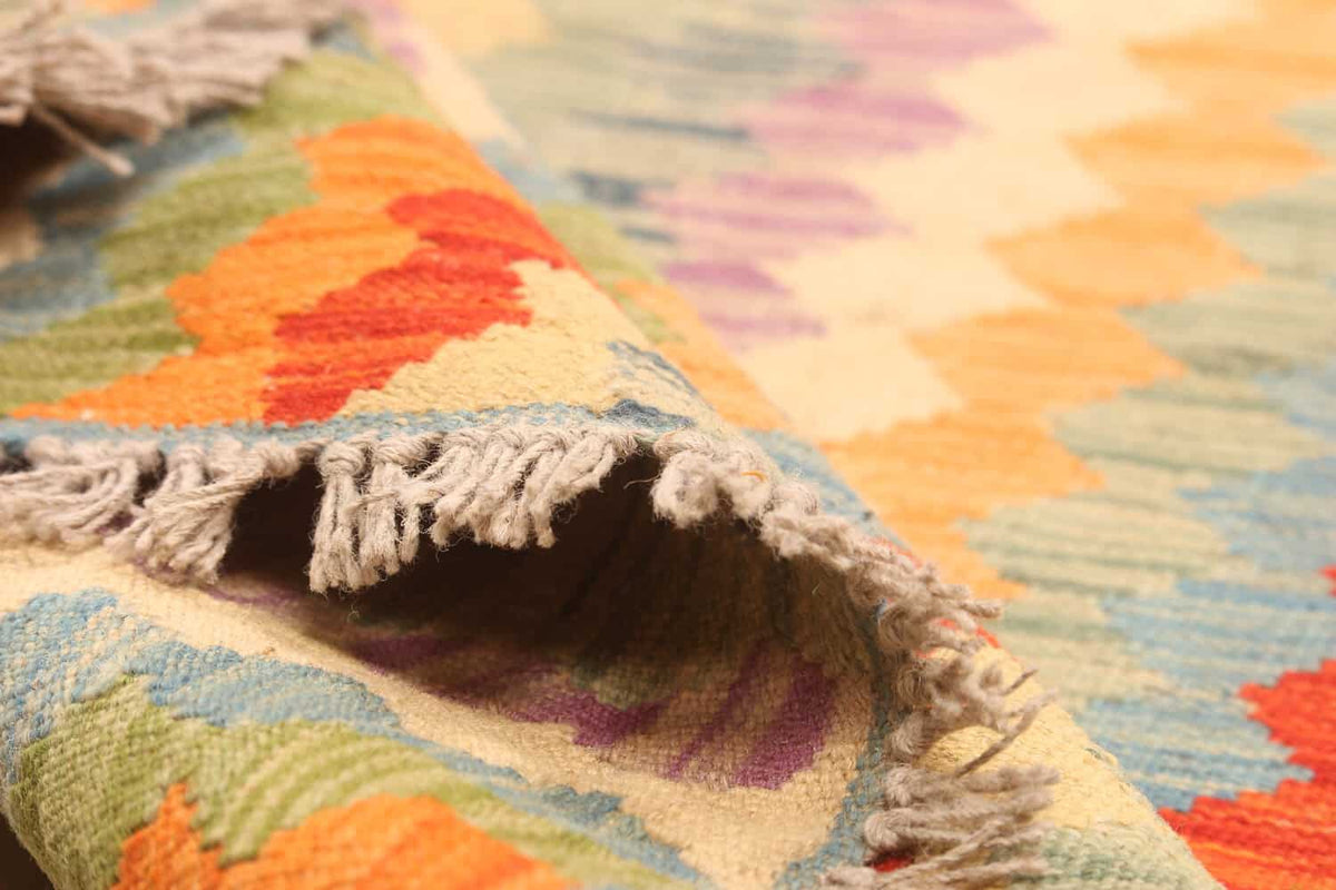 Red and Yellow Striped Kilim Rug, 300 × 199 cm — view 7