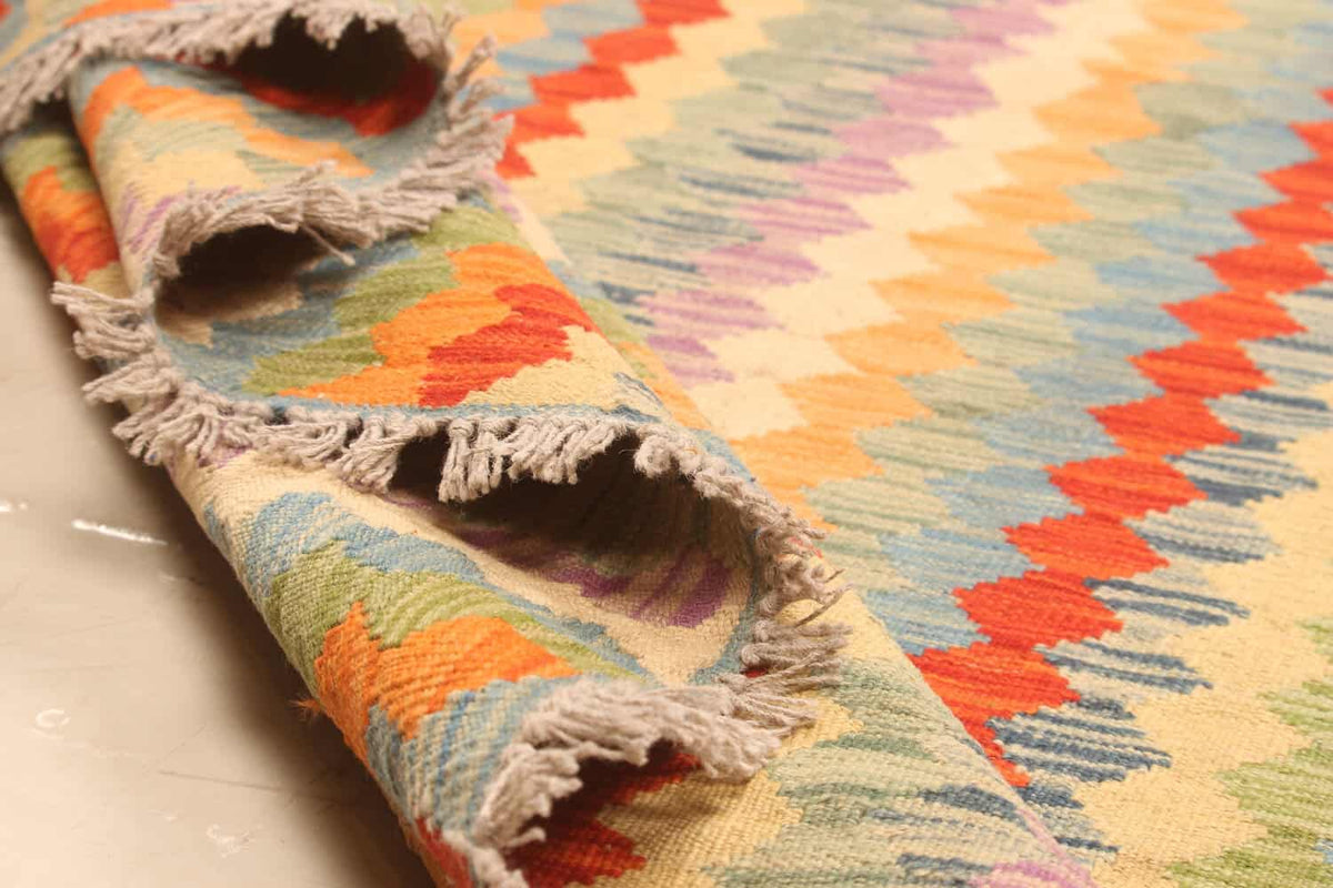 Red and Yellow Striped Kilim Rug, 300 × 199 cm — view 8