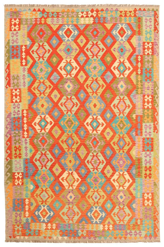 Handgewebter Kelim aus Wolle, 301 × 201 cm, Artikel KT-2181 – Gesamtansicht