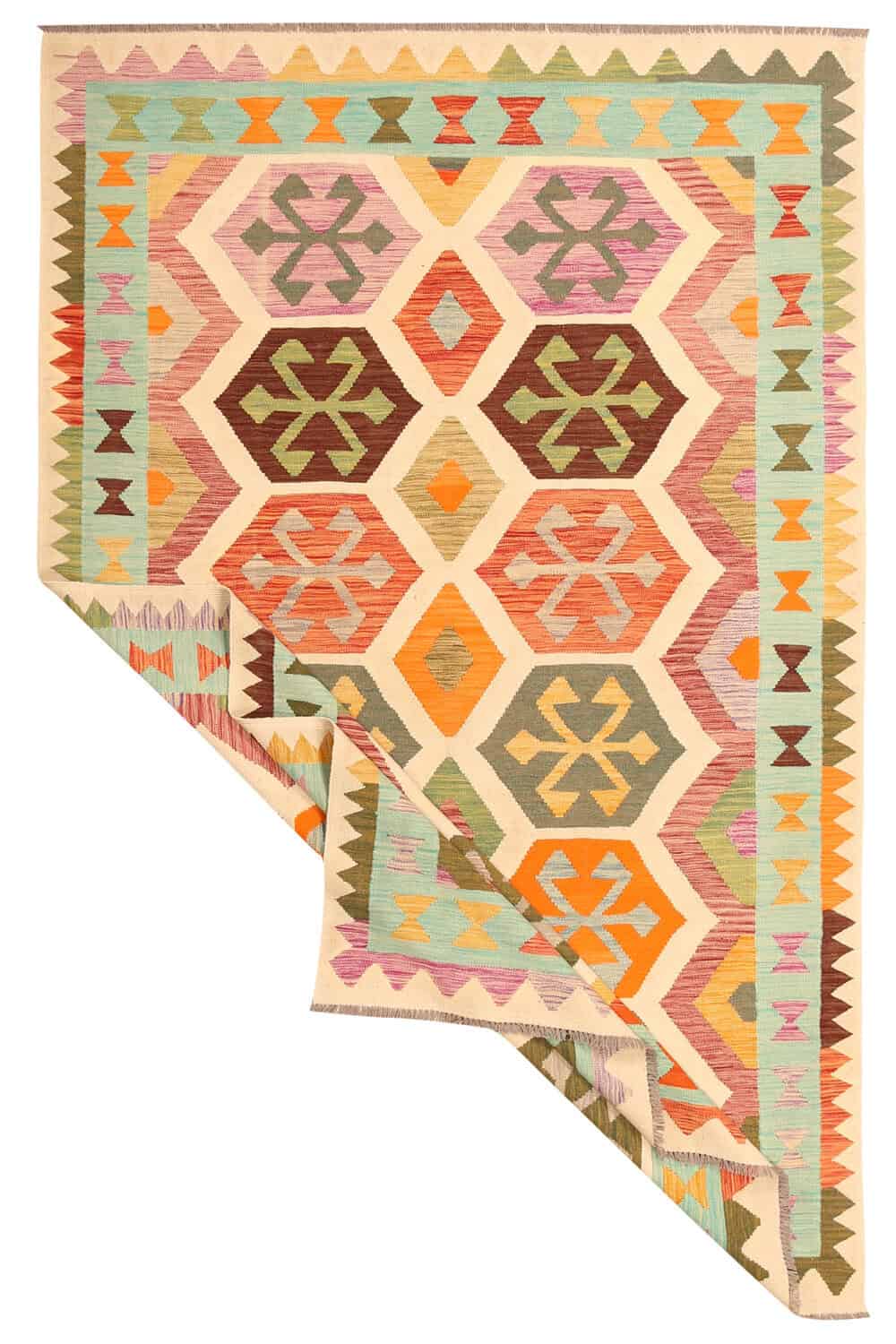 Hexagonal Medallion Kilim Rug, 302 × 192 cm — view 2