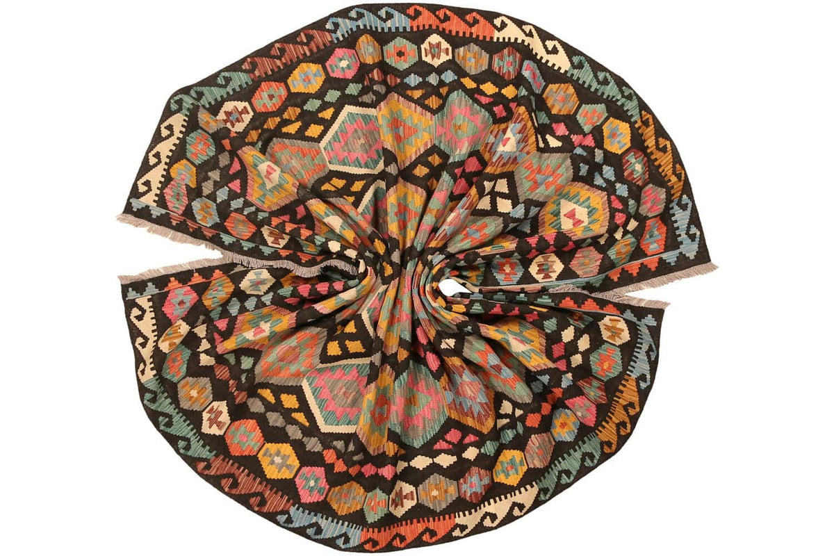 Black Ground Colorful Diamond Kilim Rug, 303 × 204 cm — view 10
