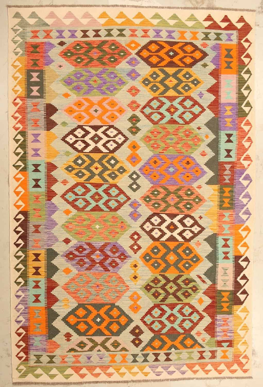 Colorful Geometric Medallion Kilim Rug, 305 × 198 cm — view 1