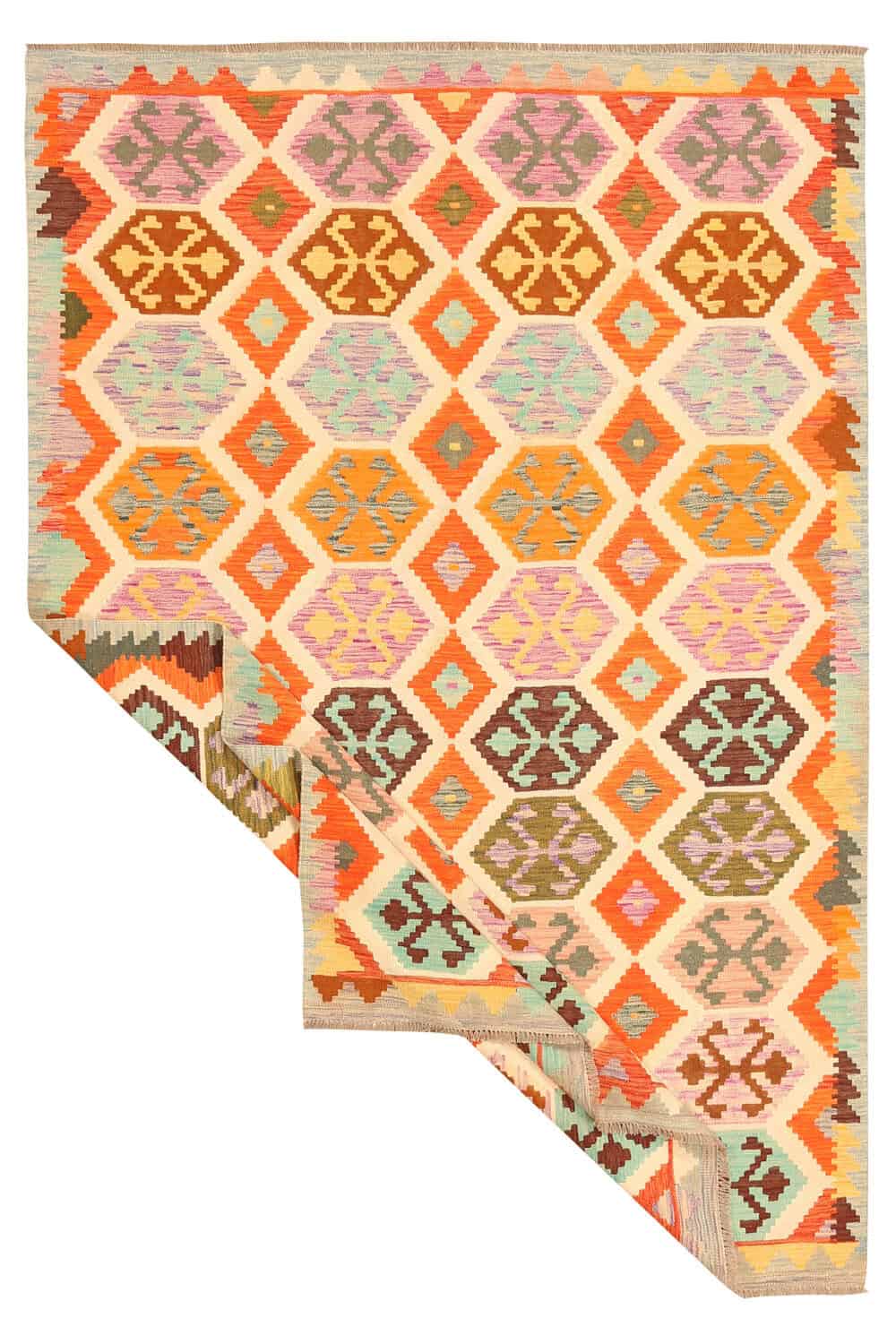 Colorful Hexagon Kilim Rug, 305 × 203 cm — view 2