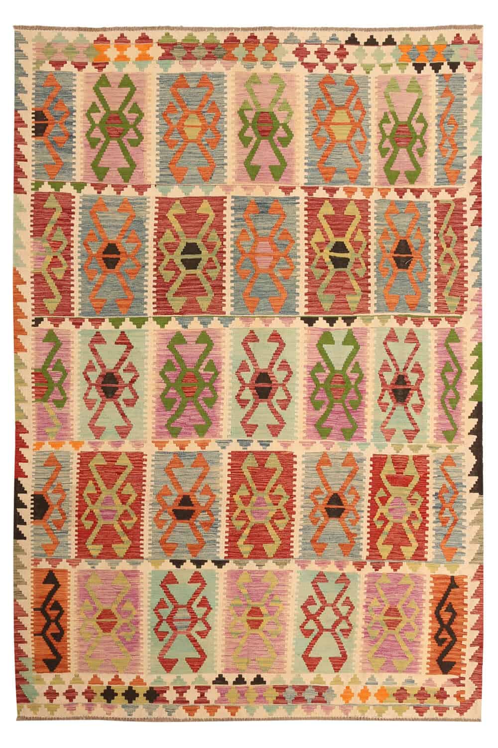 Geometric Panel Kilim Rug, 308 × 204 cm — view 1