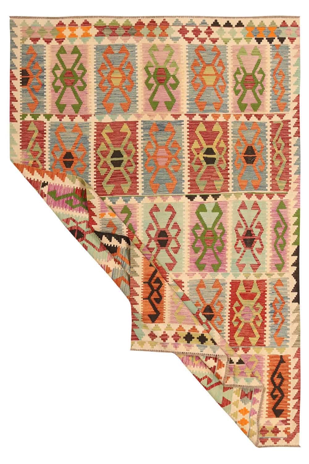 Geometric Panel Kilim Rug, 308 × 204 cm — view 2