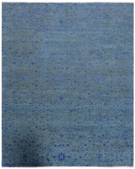 Blauer Orientteppich mit zarten Ornamenten, 301 × 241 cm – Gesamtansicht