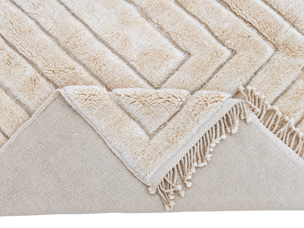 Mrirt Teppich Naturweiß mit rechteckigem Relief – 313 × 220 cm, Detailansicht 3