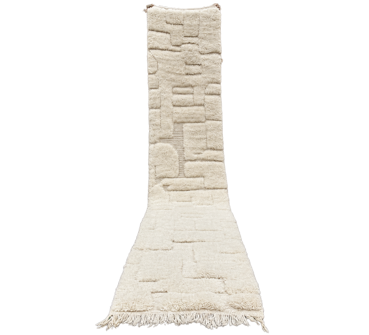 Berber Läufer Naturweiß mit Reliefmuster – 445 × 78 cm, Detailansicht 1