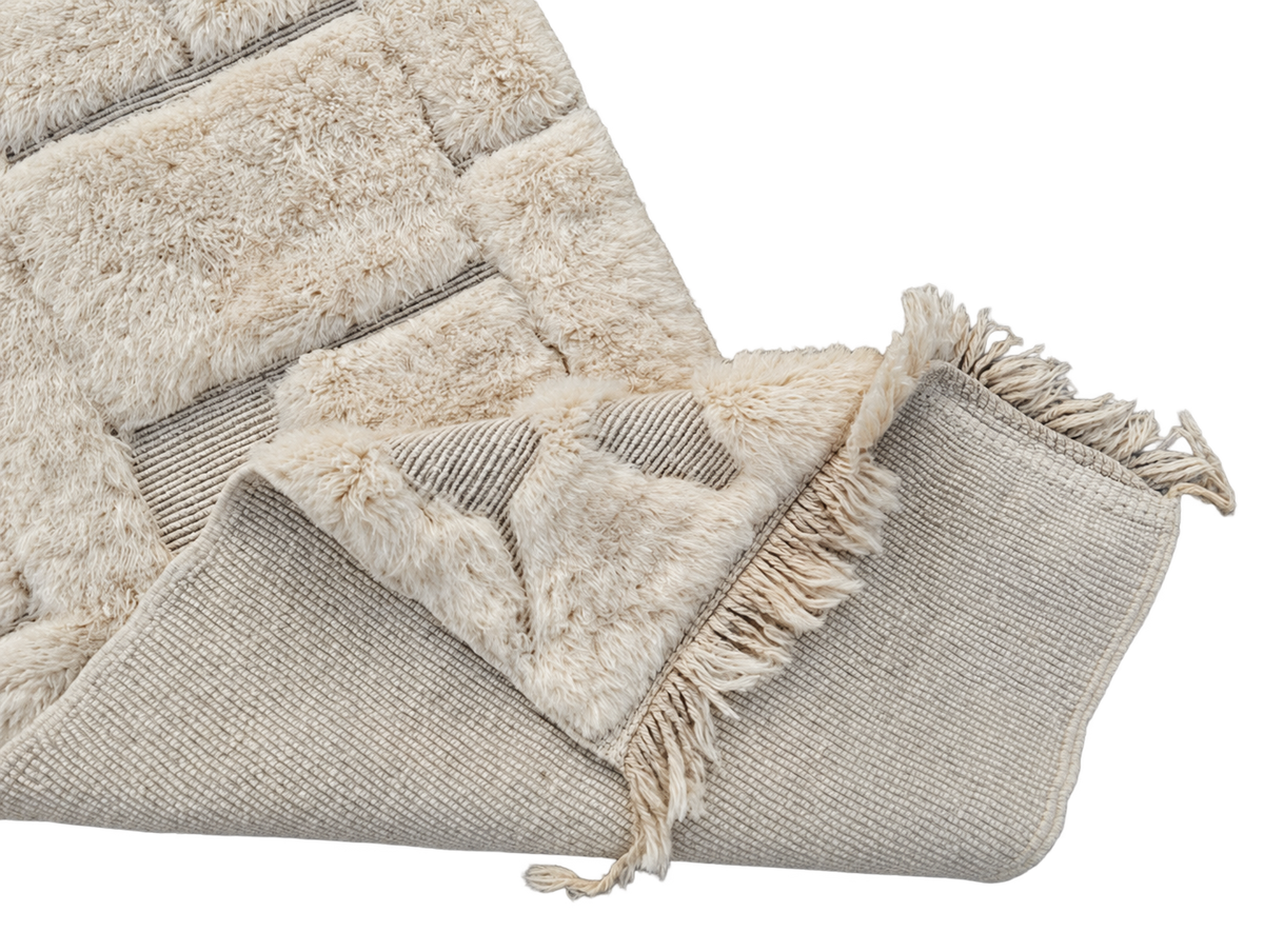Berber Läufer Naturweiß mit Reliefmuster – 445 × 78 cm, Detailansicht 2