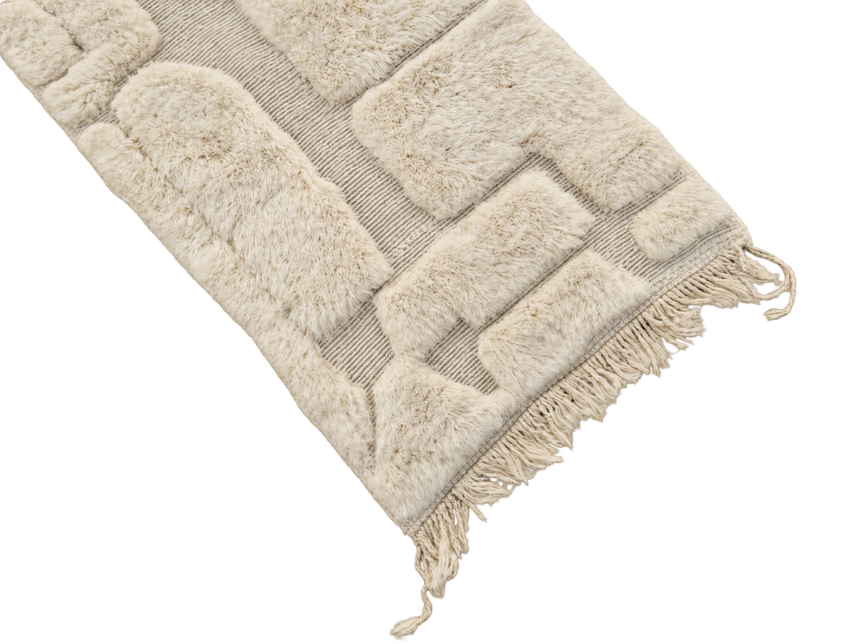 Berber Läufer Naturweiß mit Reliefmuster – 445 × 78 cm, Detailansicht 3