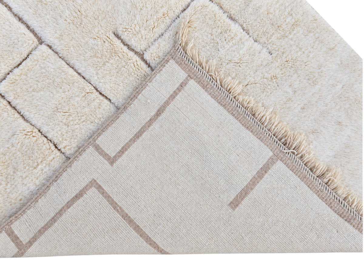 Beni Ourain Teppich Creme-Taupe mit Linienrelief 311 × 207 cm – freigestellte Detailansicht 4