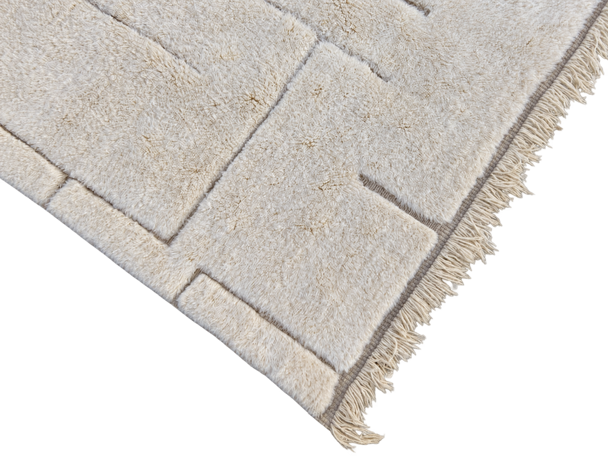 Beni Ourain Teppich Creme-Taupe mit Linienrelief 311 × 207 cm – freigestellte Detailansicht 5
