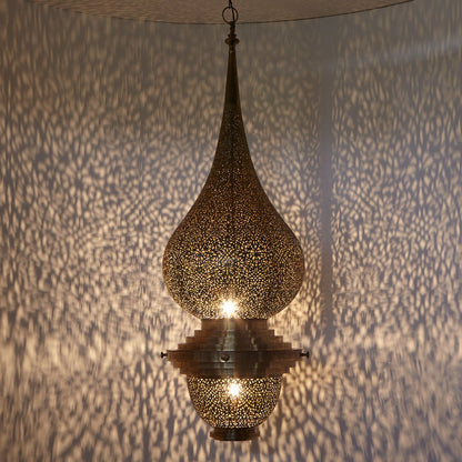 Aurelia – orientalische Messing-Pendelleuchte in Dunkelgold, Ø 40 cm, Ansicht 1