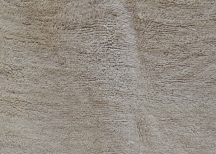 Pile texture detail of Cream Moroccan Rug with Subtle Pile Texture, 234 × 210 cm.