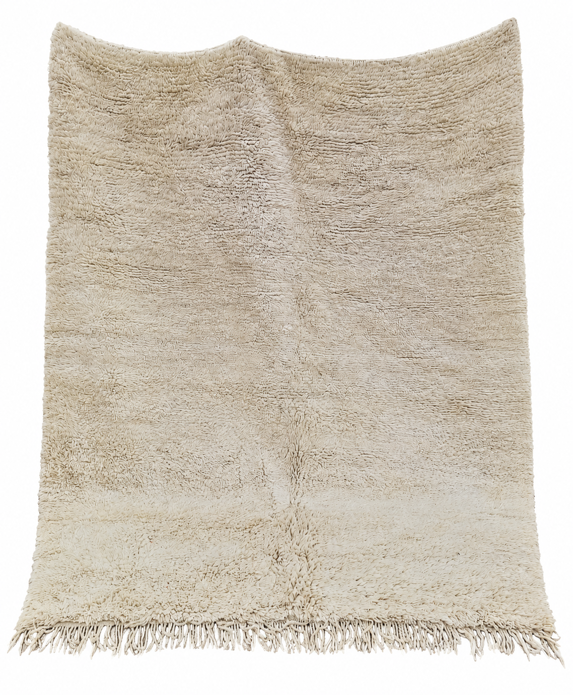 Full view of Cream Moroccan Rug with Subtle Pile Texture, 234 × 210 cm.