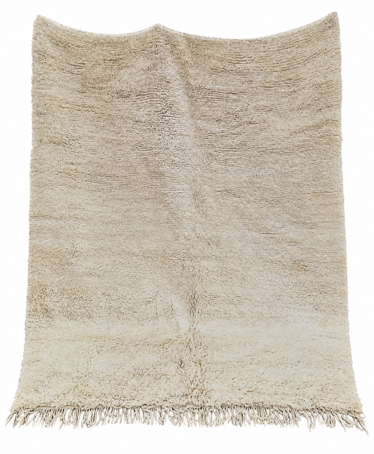 Cremefarbener Berberteppich mit ruhiger Florstruktur – 234 × 210 cm – Gesamtansicht