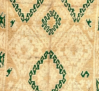 Berberteppich Beige mit grünen Ornamenten – 320 × 170 cm – Detailausschnitt aus dem Originalfoto