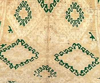 Berberteppich Beige mit grünen Ornamenten – 320 × 170 cm – Detailausschnitt aus dem Originalfoto