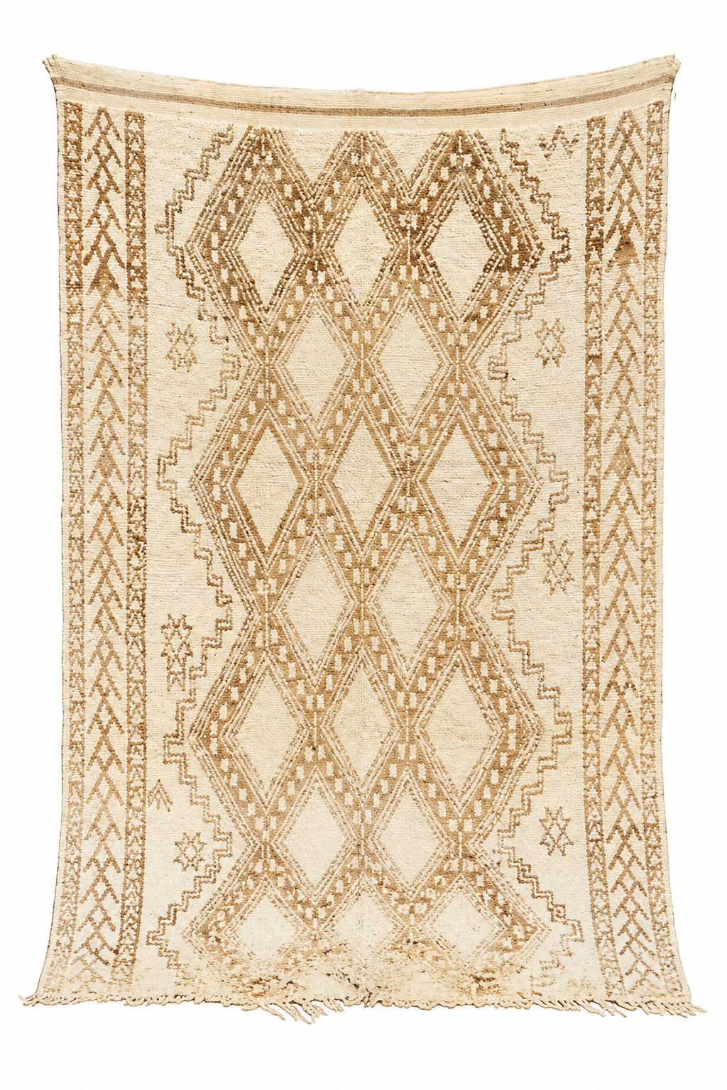 Berberteppich Creme mit taupefarbenen Rauten – 254 × 170 cm – Gesamtansicht