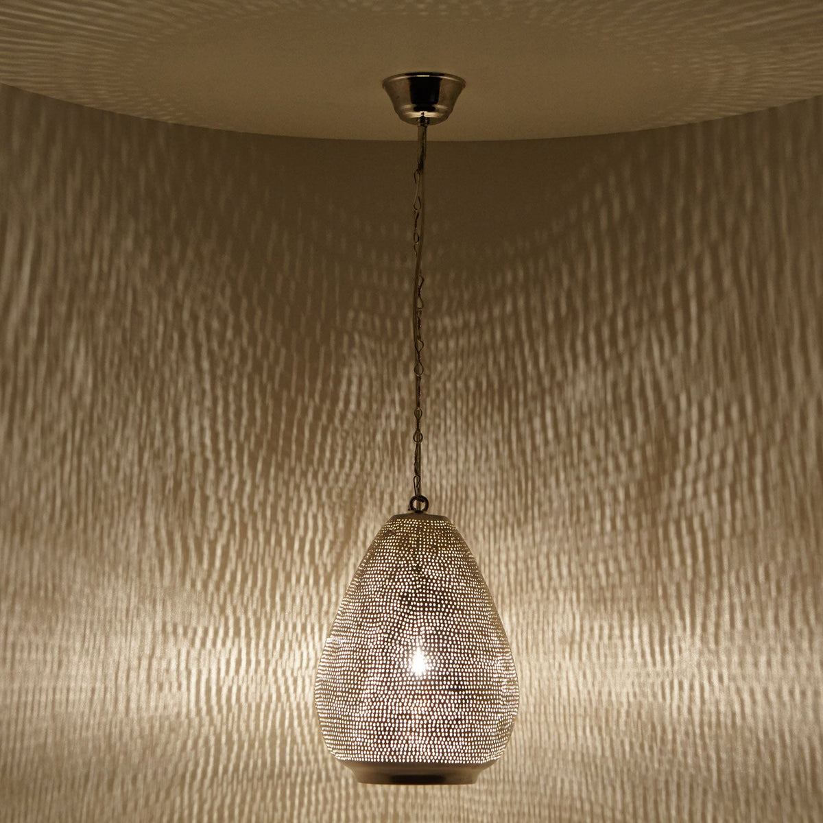 Elara – orientalische Hängeleuchte Silber Ø 22 cm, Produktansicht 2