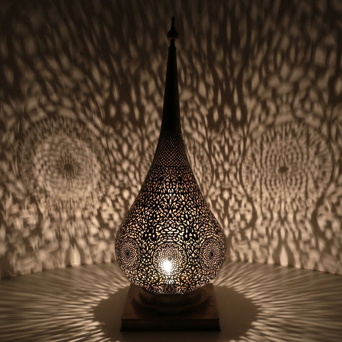Große orientalische Messinglampe Silber – Malika 96 cm, Ansicht 1