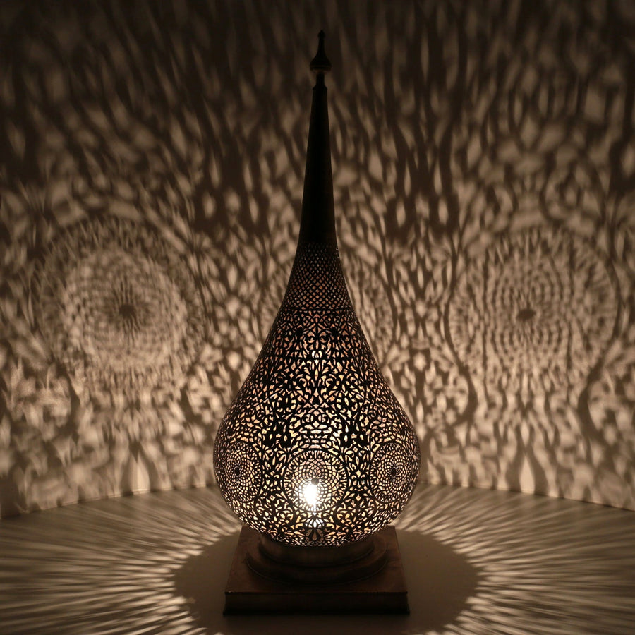Große orientalische Messinglampe Silber – Malika 96 cm, Ansicht 1