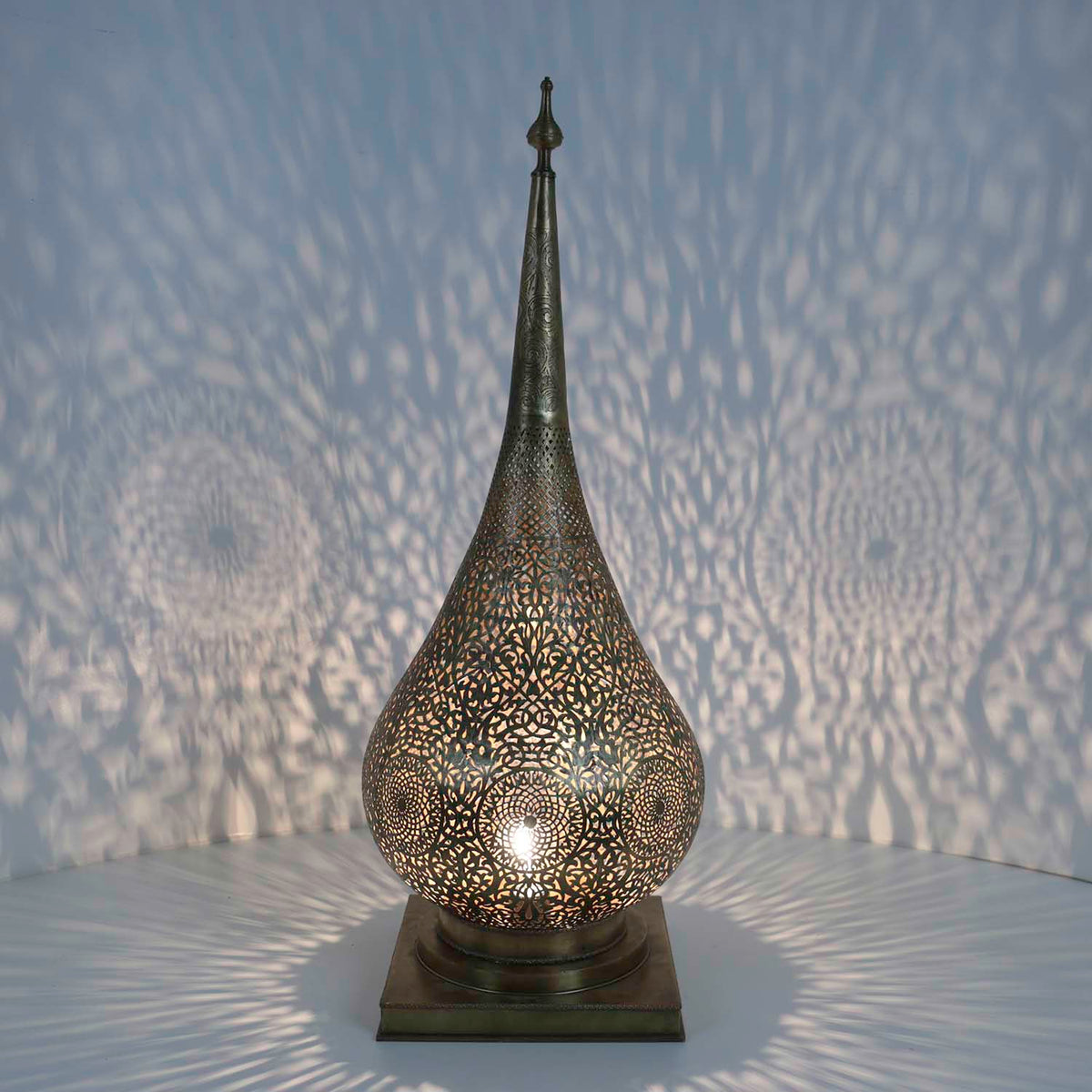 Große orientalische Messinglampe Silber – Malika 96 cm, Ansicht 2