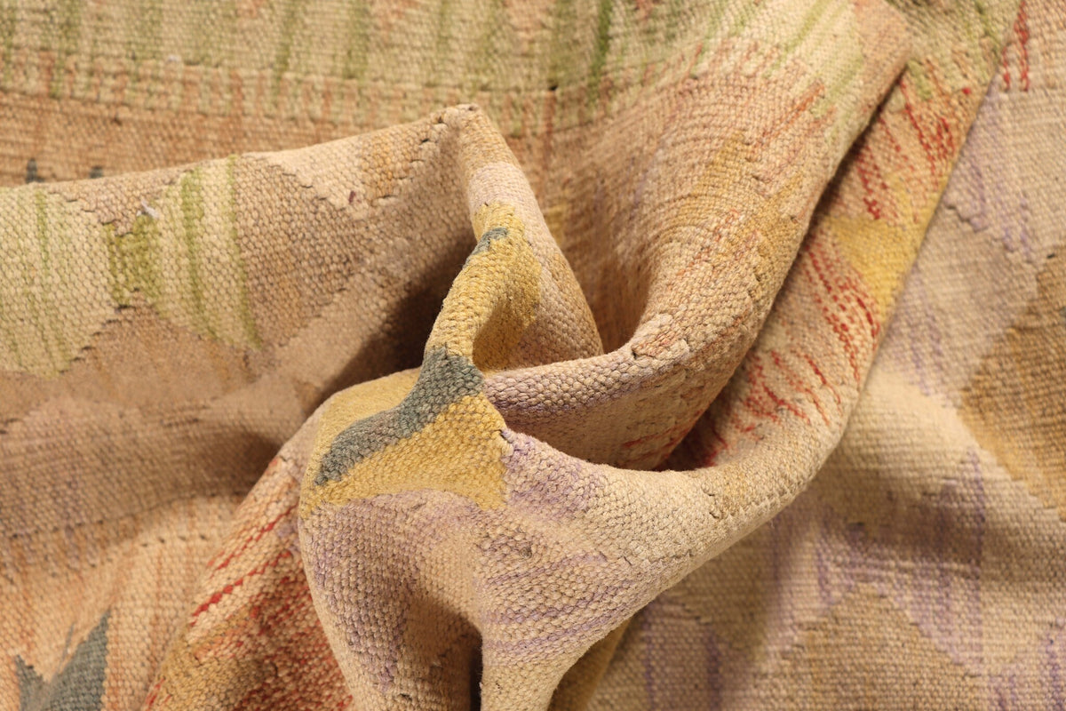 Kelim Läufer Apricot mit pastellfarbenen Rauten – 247 × 82 cm – Detailansicht 3