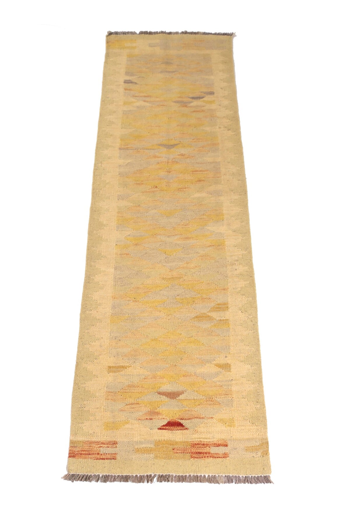 Kelim Läufer Beige-Gelb mit dezenten Rauten – 200 × 58 cm – Detailansicht 1