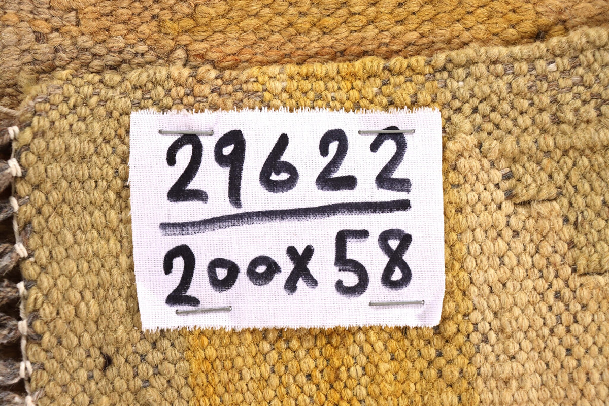 Kelim Läufer Beige-Gelb mit dezenten Rauten – 200 × 58 cm – Detailansicht 4