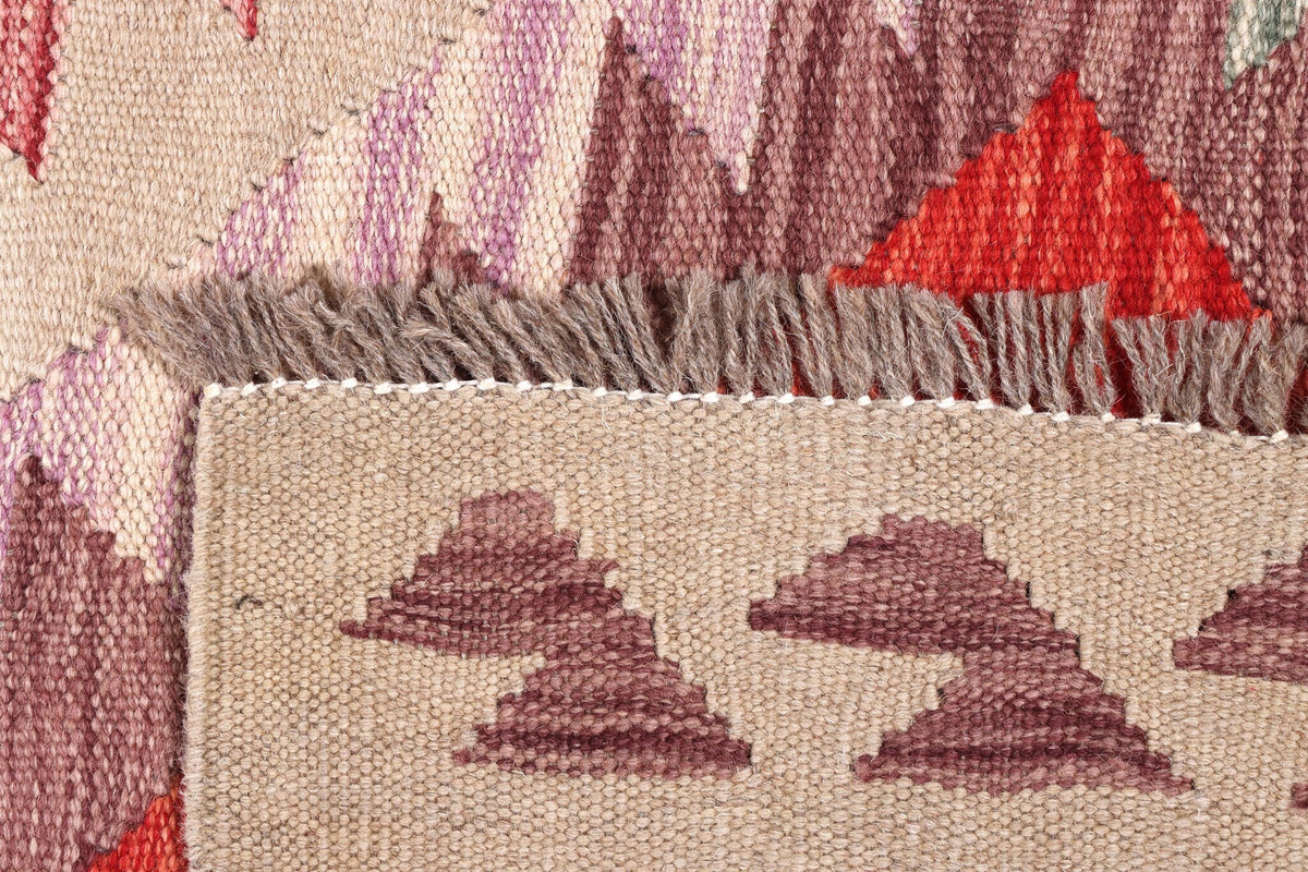 Colorful Jagged Diamond Kilim Runner, 295 × 80 cm — detail 3