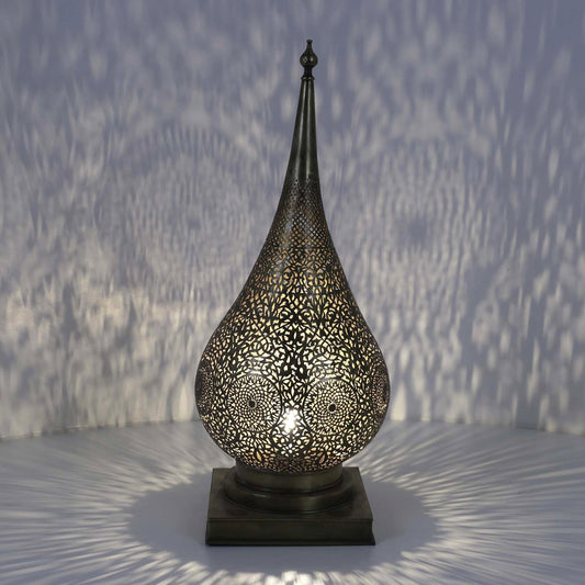 Marokkanische Tischleuchte aus Messing – Inaya Silber 80 cm, Ansicht 1