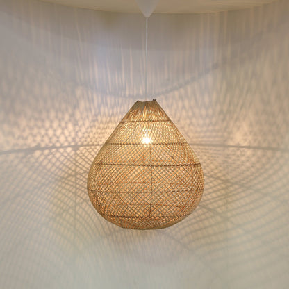 Solea – große Rattan-Pendelleuchte in Tropfenform, Ø 50 cm, Ansicht 2