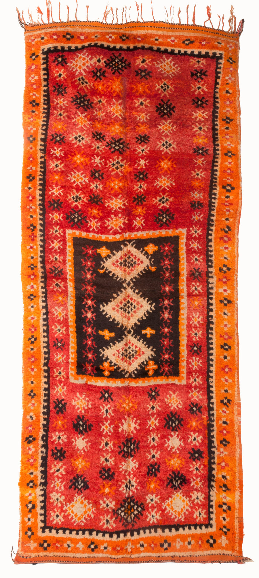 Znaga T25 Red and Orange Vintage Moroccan Rug, 305 × 135 cm.