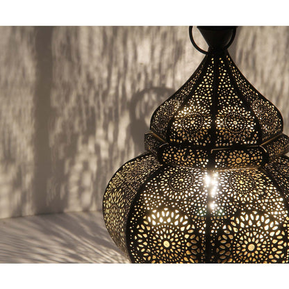 Tischlampe Schwarz-Gold mit Lochmuster – Leona 30 cm, Ansicht 2