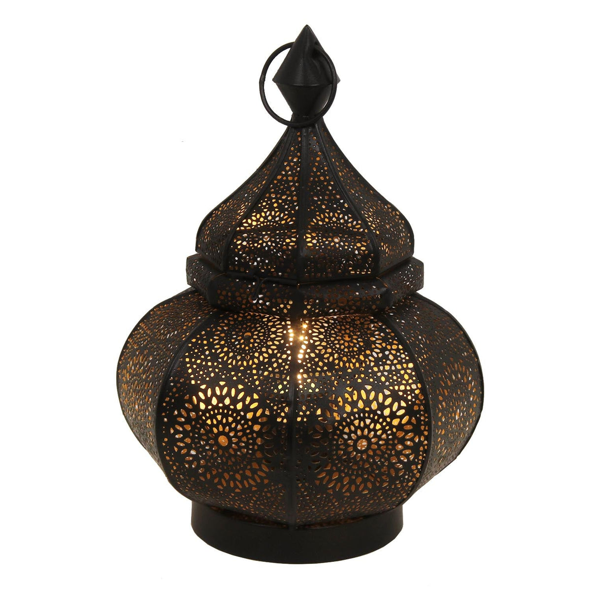 Tischlampe Schwarz-Gold mit Lochmuster – Leona 30 cm, Ansicht 5