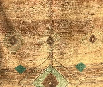 Vintage Berberteppich Beige mit grüner Mittelraute – 290 × 146 cm – Originaldetail 1