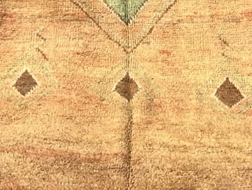 Vintage Berberteppich Beige mit grüner Mittelraute – 290 × 146 cm – Originaldetail 2