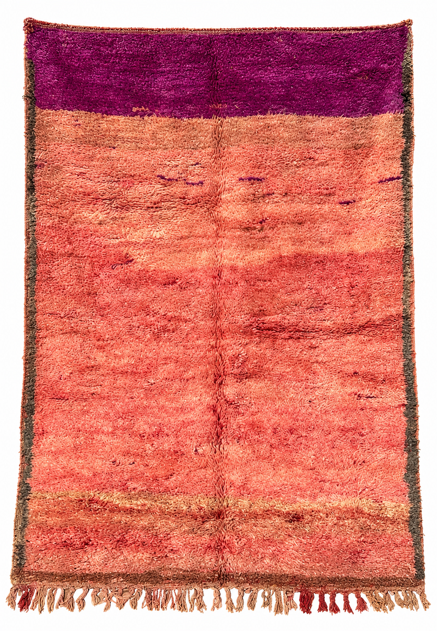 Rose Vintage Moroccan Rug with Purple Color Field, 280 × 194 cm.