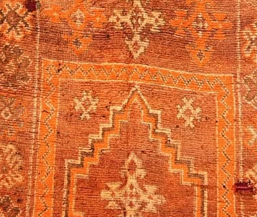 Vintage Berberteppich Orange mit gestuftem Rautenmedaillon – 300 × 140 cm – Originaldetail 1