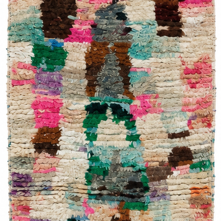 Vintage Berberläufer Bunt mit kleinen Farbflächen, 272 × 73 cm, MF-030 – Detailausschnitt des Musters