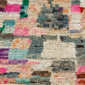 Vintage Berberläufer Bunt mit kleinen Farbflächen, 272 × 73 cm, MF-030 – Detailausschnitt der Oberfläche