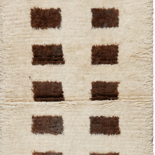 Vintage Berberläufer Creme-Braun mit zwei Reihen Rechtecken, 263 × 80 cm, MF-034 – Detailausschnitt des Musters