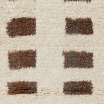 Vintage Berberläufer Creme-Braun mit zwei Reihen Rechtecken, 263 × 80 cm, MF-034 – Detailausschnitt der Oberfläche