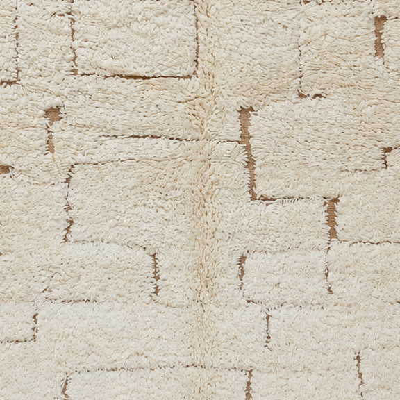Beni Ourain Vintage Teppich Creme-Beige mit unregelmäßigen Rechtecken, 250 × 164 cm, MF-029 – Detailausschnitt der Oberfläche