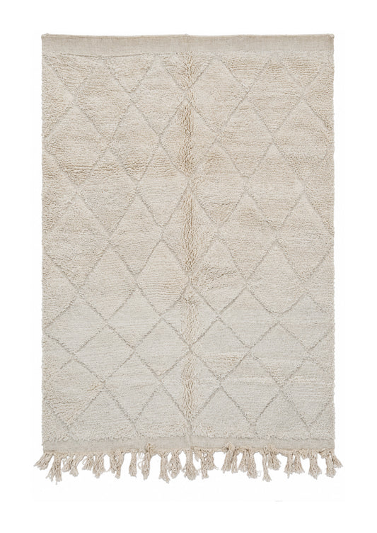 Beni Ourain Vintage Teppich Creme mit dezenten Rauten · 270 × 190 cm · MF-006 – gerade Gesamtansicht
